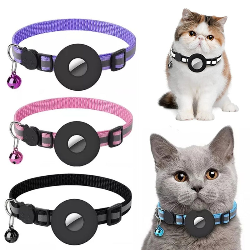 Waterproof Reflective AirTag Dog & Cat Collar – Nylon Holder